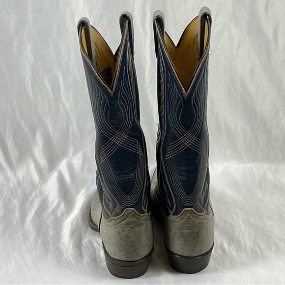 Tony Lama Men’s Gray Western Cowboy Boots Size 7 B Style 8086 - Picture 3 of 16